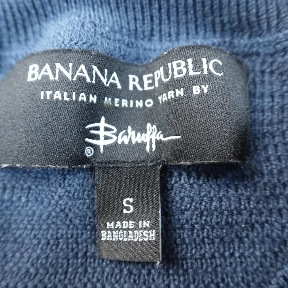 Banana Republic Sweater Mens‎ S Blue Merino Wool Waffle Knit Crewneck Pullover
